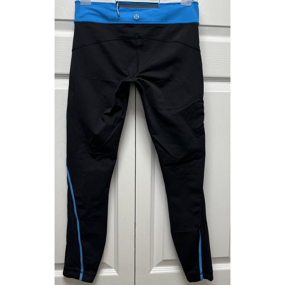 Lululemon Black Blue Striped Legging Womens 4